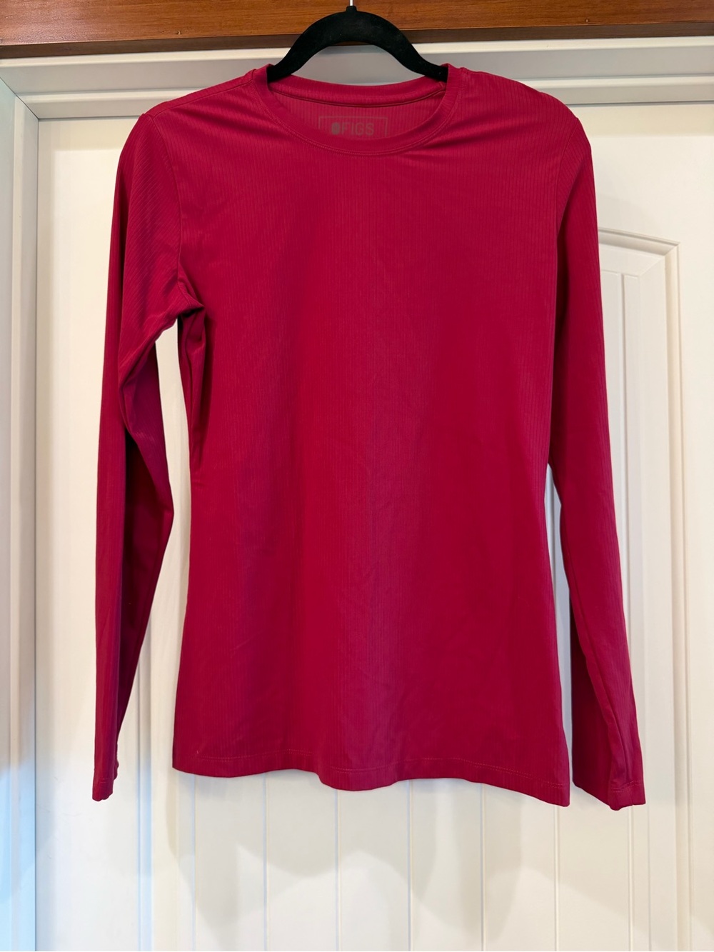 Figs Deep Cranberry Ribbed Long Sleeve Shirt